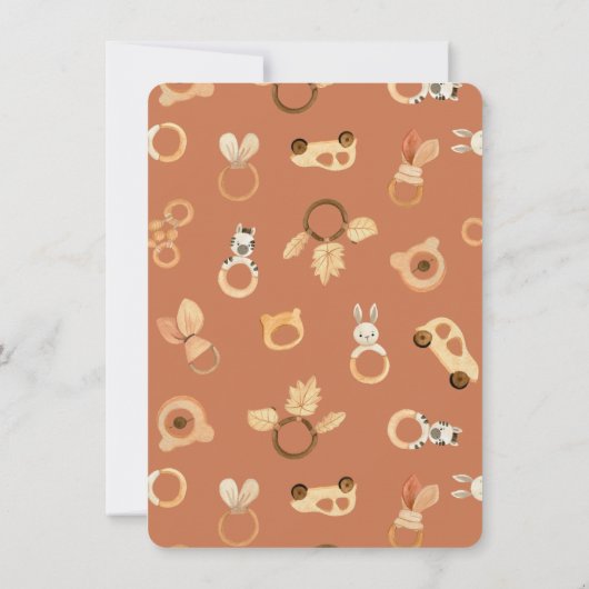 Boho Fox Mobile Baby shower Invitation Kaart (Achterkant)