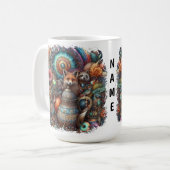 Boho Fox Raccoon Floral Design Koffiemok (Voorkant links)