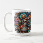Boho Fox Raccoon Floral Design Koffiemok (Links)