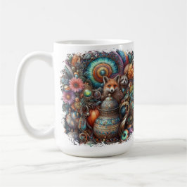 Boho Fox Raccoon Floral Design Koffiemok