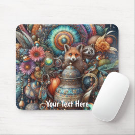 Boho Fox Raccoon Floral Design Muismat