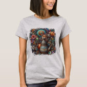 Boho Fox Raccoon Floral Design T-shirt (Voorkant)