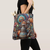 Boho Fox Raccoon Floral Design Tote Bag (Dichtbij)