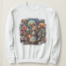 Boho Fox Raccoon Floral Design Trui