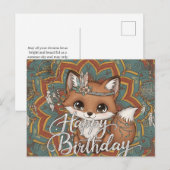 Boho Fox Verjaardagskaart  Briefkaart (Voorkant / Achterkant)