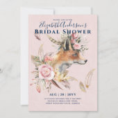 Boho FOX Vrijgezellenfeest Woodland Feathers Flora Kaart (Voorkant)