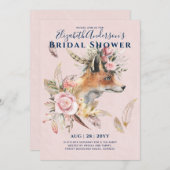 Boho FOX Vrijgezellenfeest Woodland Feathers Flora Kaart (Voorkant / Achterkant)