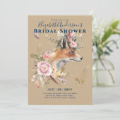 Boho FOX Vrijgezellenfeest Woodland Feathers Flora Kaart (Staand voorkant)