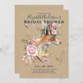 Boho FOX Vrijgezellenfeest Woodland Feathers Flora Kaart (Voorkant / Achterkant)