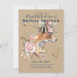 Boho FOX Vrijgezellenfeest Woodland Feathers Flora Kaart