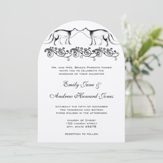 boho Fox Wedding Uitnodiging (Staand voorkant)