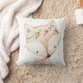 Boho Fox Woodland Baby Girl Nursery Floral Pillow Kussen (Deken)