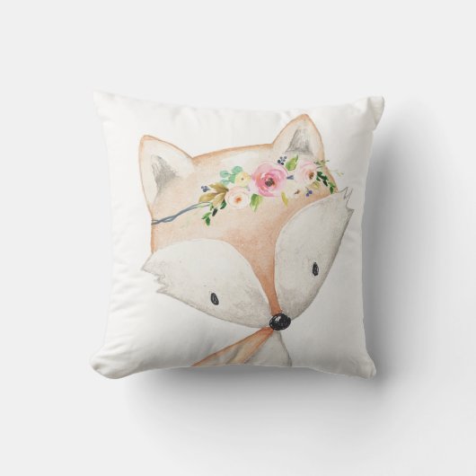 Boho Fox Woodland Baby Girl Nursery Floral Pillow Kussen (Voorkant)