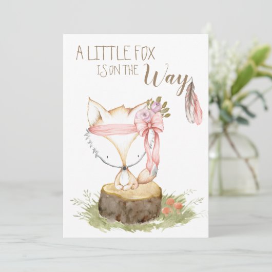 ** Boho Fox Woodland Forest Feathers Arrow Kaart (Staand voorkant)