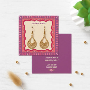 Boho Frame Oorbel Hanger Sieraden Displaykaart  Vierkante Visitekaartjes