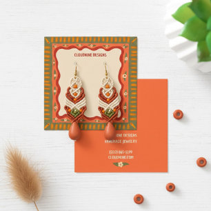 Boho Frame Oorbel Hanger Sieraden Displaykaart  Vierkante Visitekaartjes