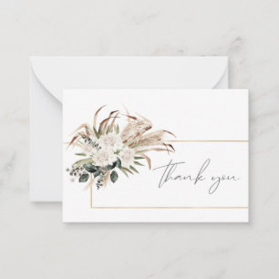 Boho Frame Palm Pampas & Beige Bloemen Notitiekaartje