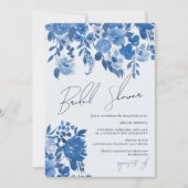 Boho frans blauw handgeschilderd floraal vrijgezel kaart (Voorkant)