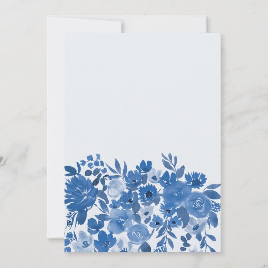 Boho frans blauw handgeschilderd floraal vrijgezel kaart (Achterkant)