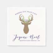 Boho Frans Kerst Rendier Joy Noel Typografie Servet (Voorkant)