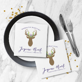 Boho Frans Kerst Rendier Joy Noel Typografie Servet