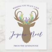 Boho Frans Kerstmis Joyeux Noel Typografie Wijn Etiket (Enkel label)