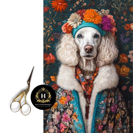 Boho Franse Poedel Portret Decoupage Tissuepapier