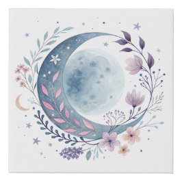 Boho Free-Spirited Moon Kleurrijke muurprint Imitatie Canvas Print