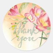 Boho Freesia met kalligrafie Bedankt Ronde Sticker (Voorkant)