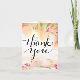 Boho Freesia Roze Pop Kalligrafie Bedankt