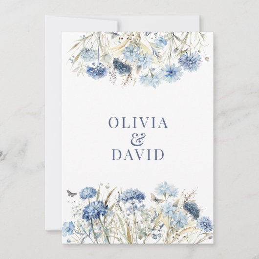 Boho French Blue Wildflower Meadow Wedding Program Kaart (Voorkant)