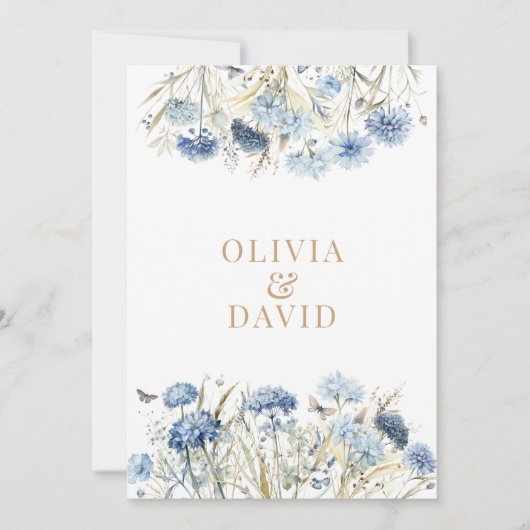 Boho French Blue Wildflower Meadow Wedding Program Kaart (Voorkant)