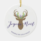 Boho French KerstrenDER Joyeaux Noel Foto Keramisch Ornament (Voorkant)