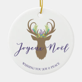 Boho French KerstrenDER Joyeaux Noel Foto Keramisch Ornament