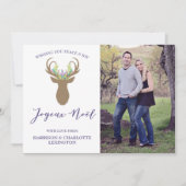 Boho French Kerstrenner Joyeux Noel Foto Feestdagenkaart (Voorkant)