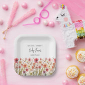 Boho Fresh Flowers Baby shower Papieren Bordje (Feest)