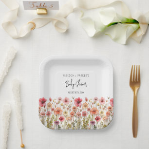 Boho Fresh Flowers Baby shower Papieren Bordje