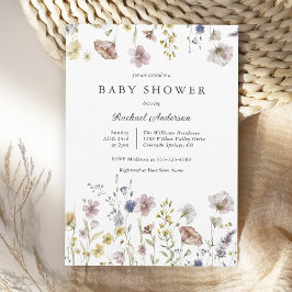 Boho Fresh Wildflower Baby shower Kaart