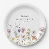Boho Fresh Wildflower Baby shower Papieren Bordje (Voorkant)