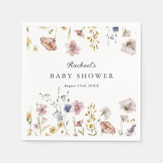 Boho Fresh Wildflower Baby shower Servet (Voorkant)