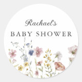 Boho Fresh Wildflowers Baby Borrelhap Ronde Sticker (Voorkant)