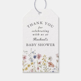 Boho Fresh Wildflowers Baby Shower Bedankt Cadeaulabel