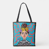 Boho Frida stijl tote bag op model tote bag (Achterkant)