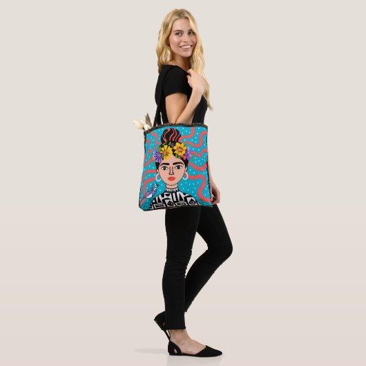 Boho Frida stijl tote bag op model tote bag (Op model)