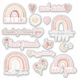 Boho Friend Birthday Vinyl Stickers<br><div class="desc">Viel je beste vriend op met deze leuke persoonlijke boho waterverf regenboog stickers!</div>