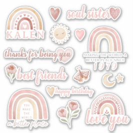 Boho Friend Birthday Vinyl Stickers