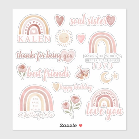Boho Friend Birthday Vinyl Stickers (Vel)