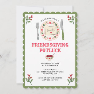 Boho Friendsgiving Thanksgiving Potluck Feest Kaart