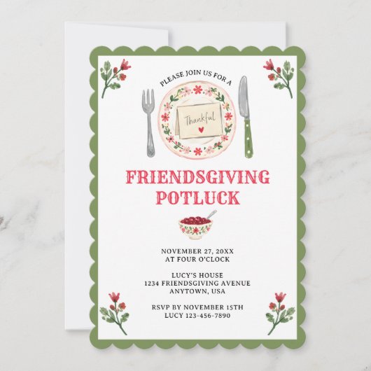 Boho Friendsgiving Thanksgiving Potluck Feest Kaart (Voorkant)