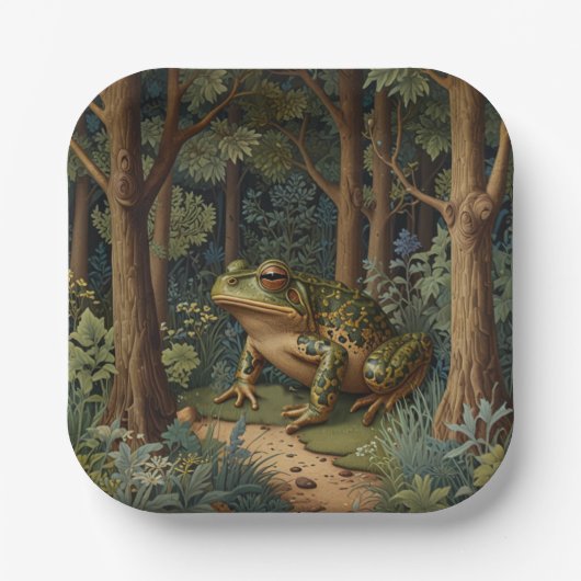  boho frog bos papieren bordje (Voorkant)